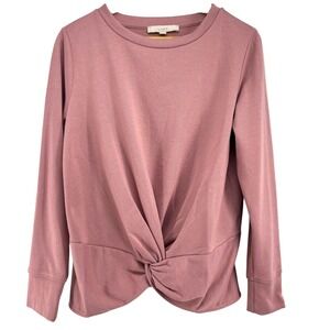 LOFT Women's Pink Twist Front Long Sleeve Sweatshirt Top Size L